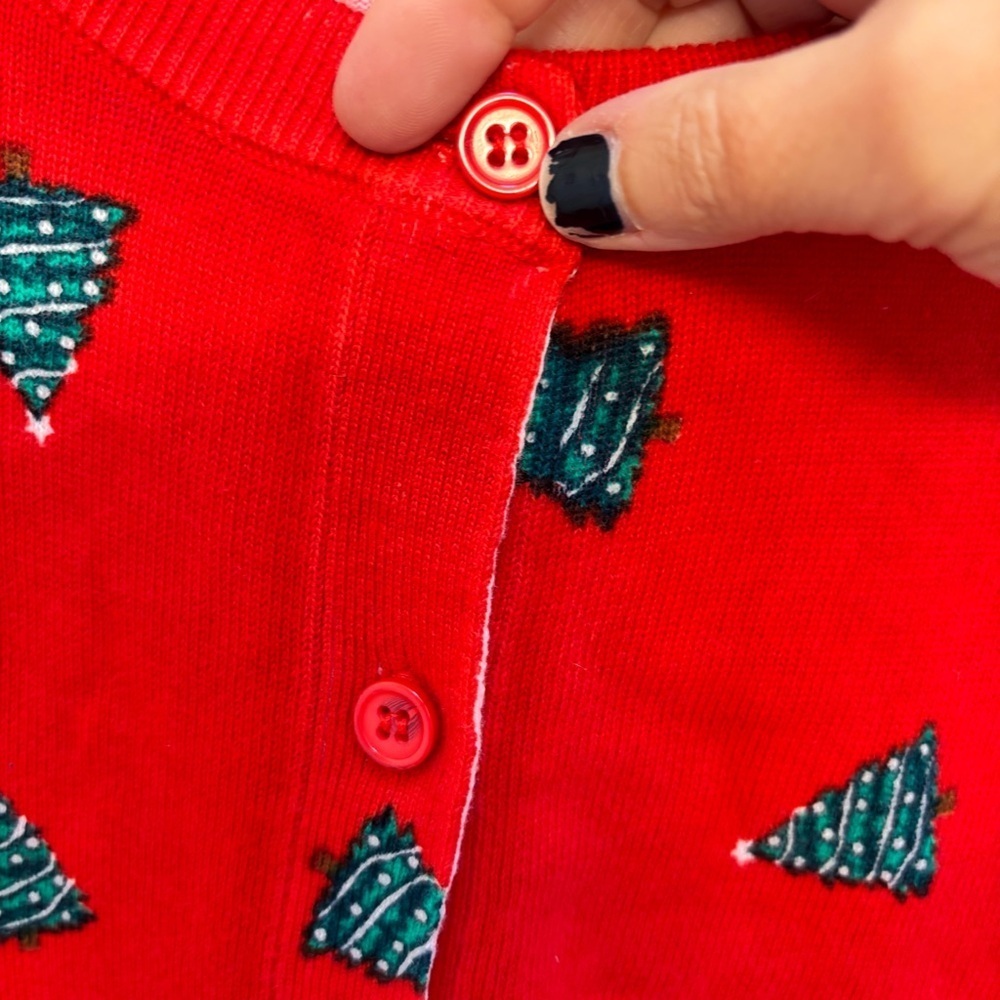 Christmas Tree Cardigan Plus Size XXL Artsy Teacher Grannycore Knit Lightweight - Picture 6 of 13